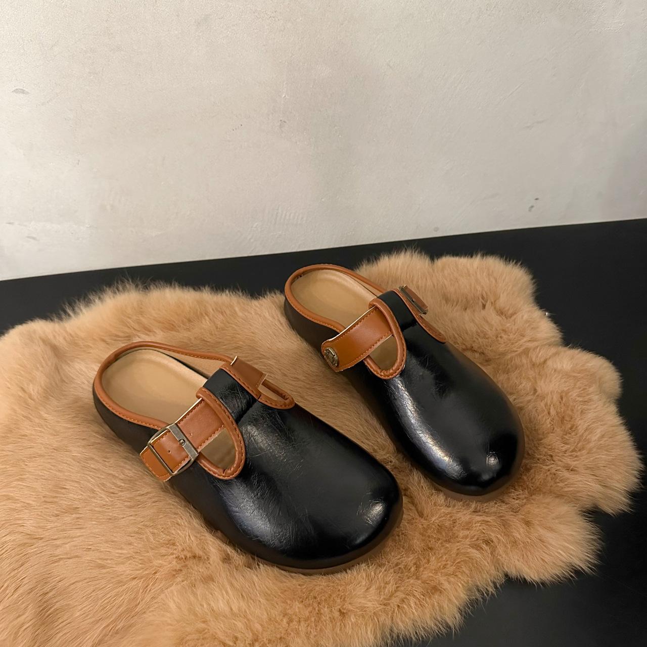 

Туфли-мешки с плоским дном и полутуфли для женщин от Lazy People, которые можно носить весной 2025 года, новые модные повседневные полуподдерживающие туфли 40 чёрный