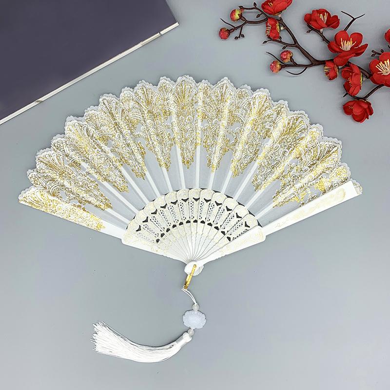 1PC Classica Gift Plastic Dance Performance Folding Colorful New Chinese Style Ancient Style Fan Elegant Carved Photography
