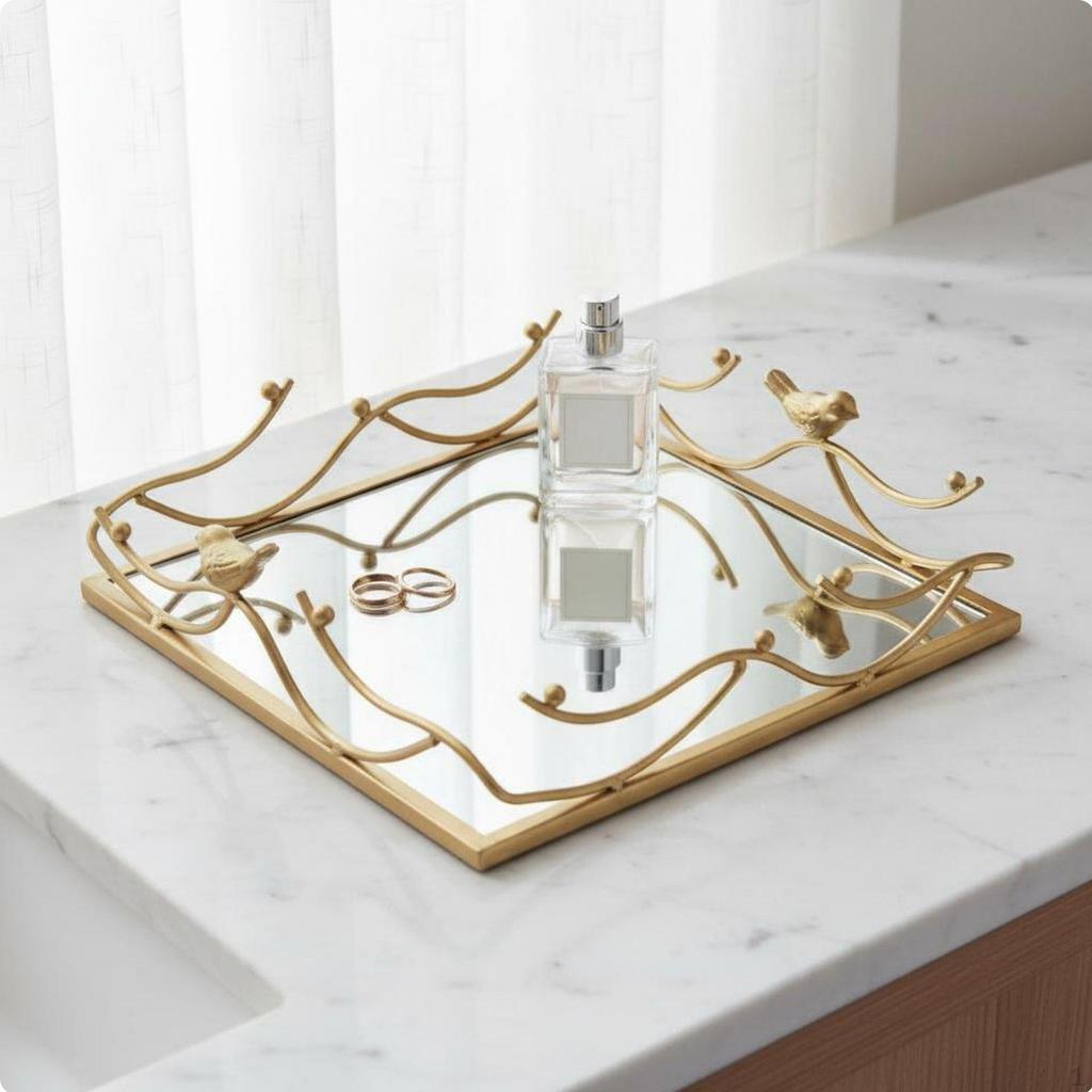 Decorative Tray Nordic Design Acrylic Mirror Storage Light Elegant Perfume
