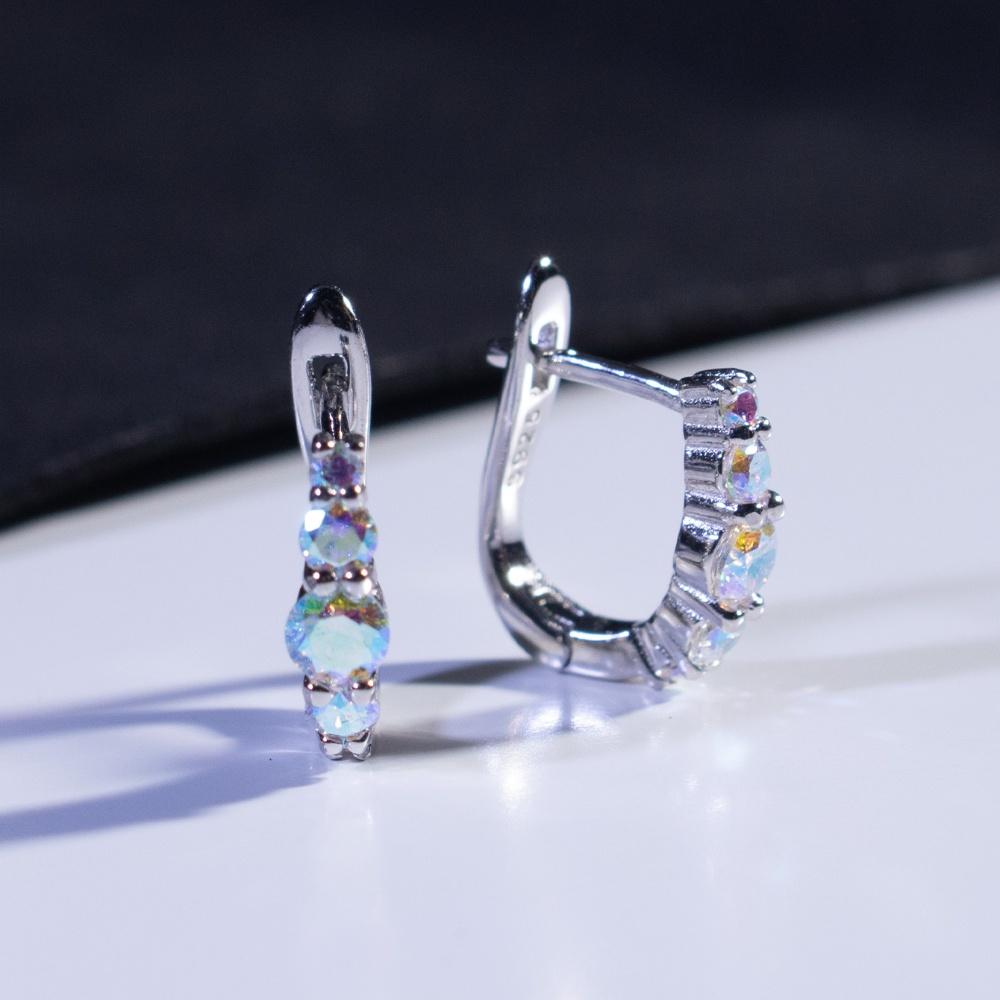 Barevný zirkon 925 Sterling Silver Náušnice Cubic Zirconia Vlastní módní šperky Dámské náušnice