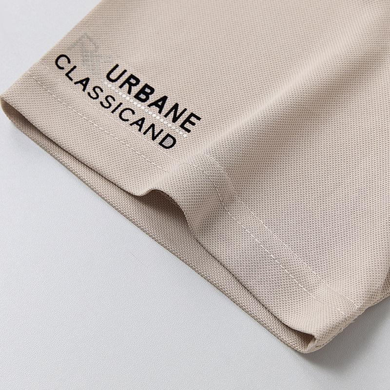 Men's Business Casual Short Sleeved Shirt with Badge Solid Color Polo Shirt Fashionable Breathable Comfortable Versatile Top