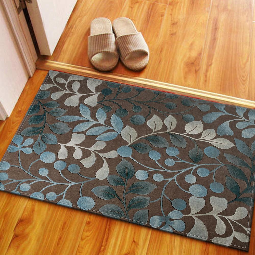 1PC Retro Plant Foliage Kitchen Carpet Mat Doormat Absorbent Carpet, Home Decoration Strip Carpet Mat