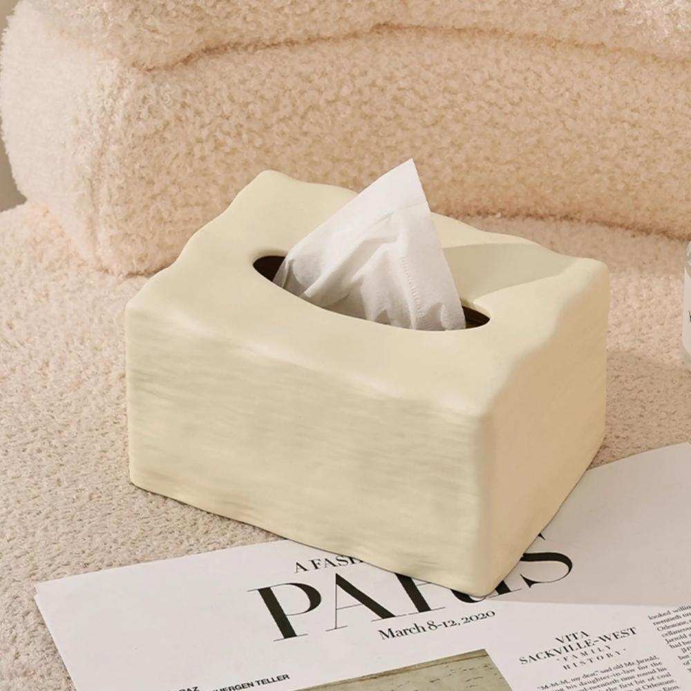 Creative Water Ripple Ceramic Tissue Box Living Room Pull-Out Tissue Box Electroplated Silver Napkin Holder Dining Table Decor