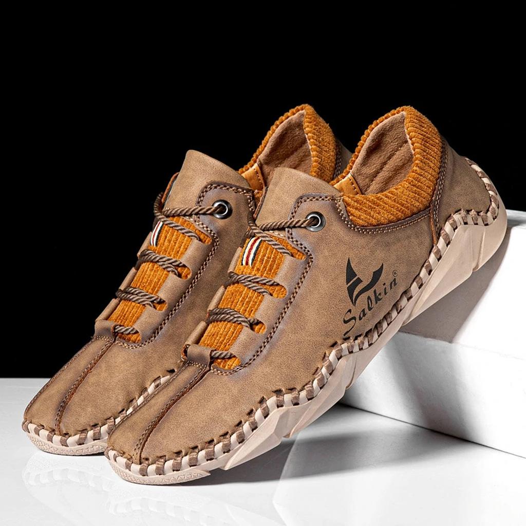 Marke Mode Leder Herrenstiefel Handgefertigt Übergröße Stiefeletten Outdoor Herbst Herrenstiefel Weiche Bequeme Herren Freizeitsneaker