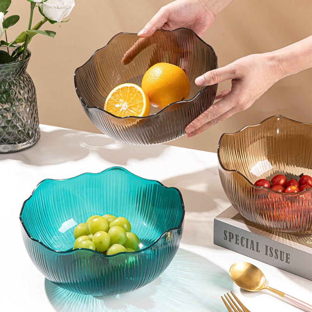 Flat Bottom Fruit Bowl Wave Edge Serving Dishes Fashionable Look Snack Basket Home Organization