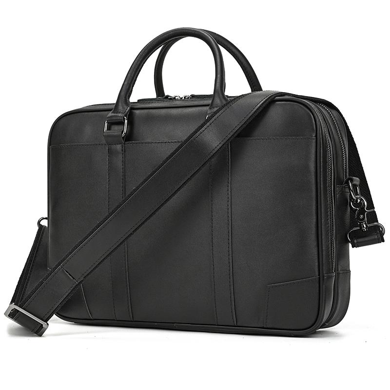 

14“ Luxury Men Handbags Genuine Leather Shoulder Bag Crossbody Laptop Bag Layer Doctor Office Man Male Briefcase Tote Bag Black чёрный