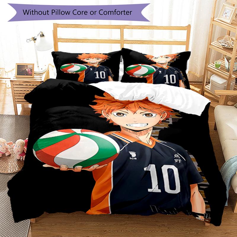 3pcs Haikyu Bedding Set Duvet Cover Closure Includes 1 Duvet Cover & 2 Pillowcases, Soft and Comfortable for All Seasons.