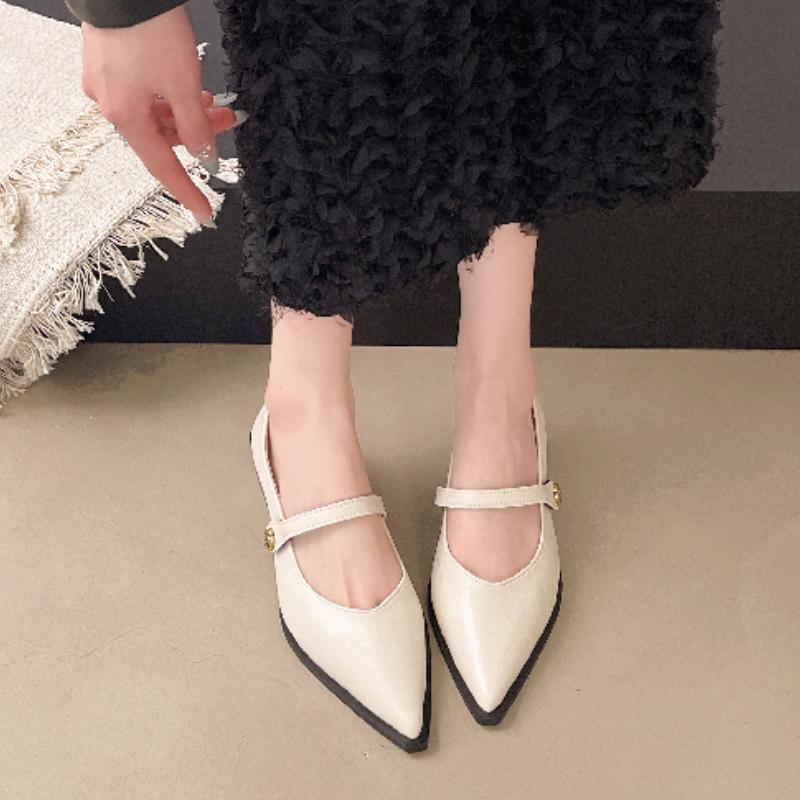 Fashion 2025 New Spring and Autumn Women's Jane Pointed Shoes Korean Style Ladies' Casual High Heels Work and Party Wear
