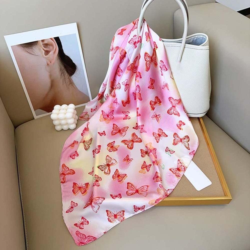 Breathable Small Square Scarf Lightweight Square Handkerchief Elegant Printed Silk Scarf  Women