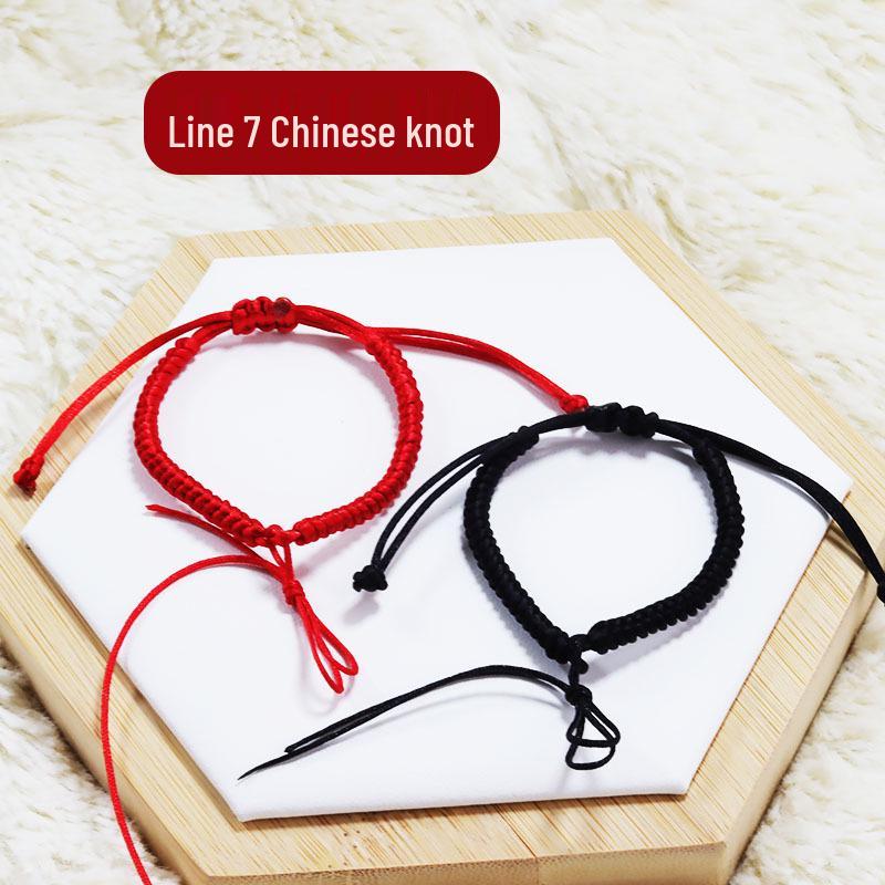

DIY Woven Red Vajra Knot Bracelet - Beaded Semi-finished Rope for Men & Women