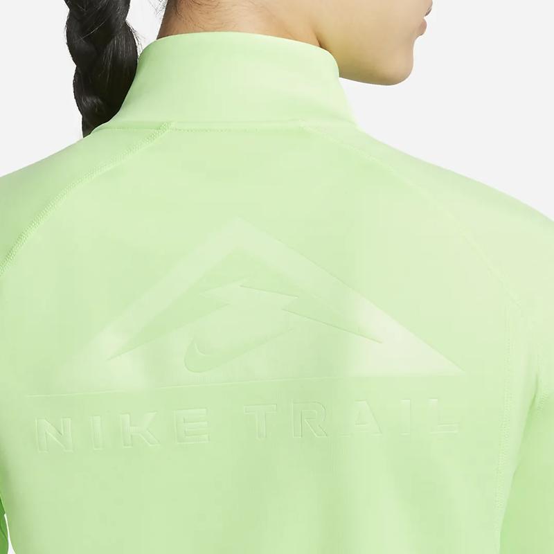 Nike Logo Zip-Up Running Casual Sports Stand Collar Long Sleeve T-Shirt Women Tops Green DM7569-345