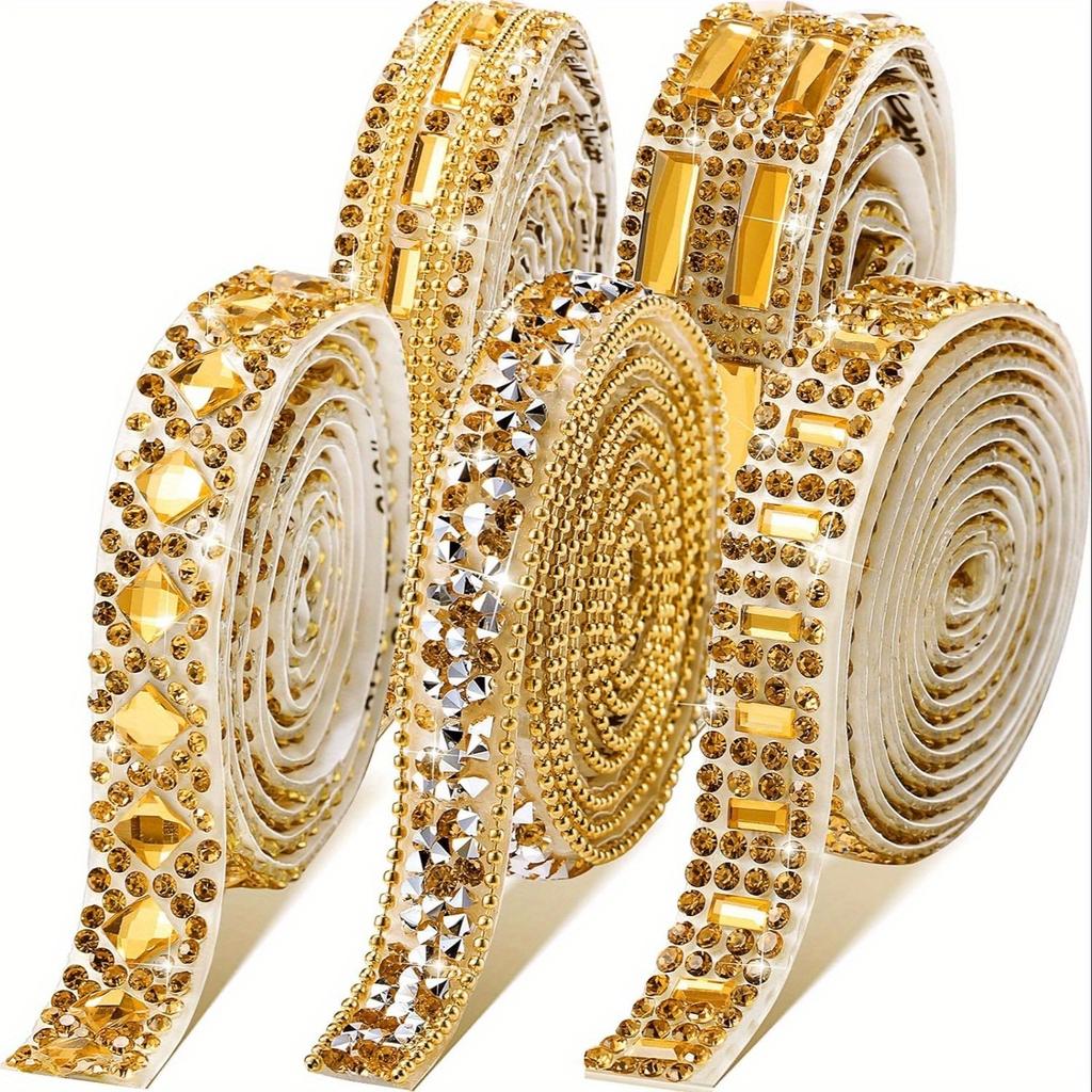 Self-Adhesive Sparkling Resin Diamond Color Ribbon, Totaling 2.5 Yards, Suitable for Crafts, Phone Gifts, Wedding, And Party Decorations