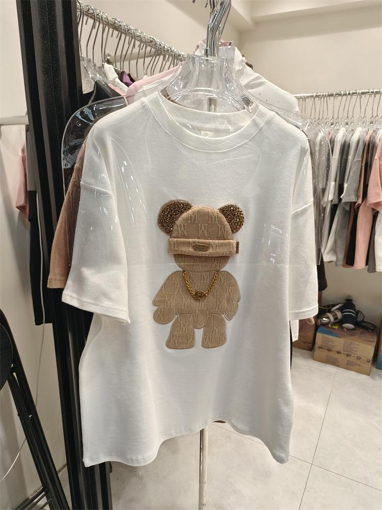 

Женская футболка с коротким рукавом свободного кроя с мультяшным принтом на лето 2023 года M