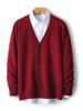 Men's V-neck Wool Cardigan: Autumn/Winter Business Casual Solid Color Long Sleeve, Warm Loose Knit Outerwear.