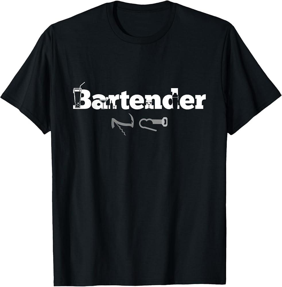 Bartender Themed Words Bartender Weapons Server Job T-Shirt T-Shirt Unisex T-Shirt