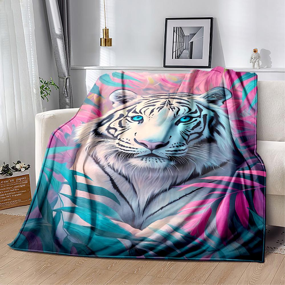 Tiger And Roses Blanket Suitable for Offices, Travel, Living Rooms Also a Good Gift for Friends and Family Suitable for All Seasons.