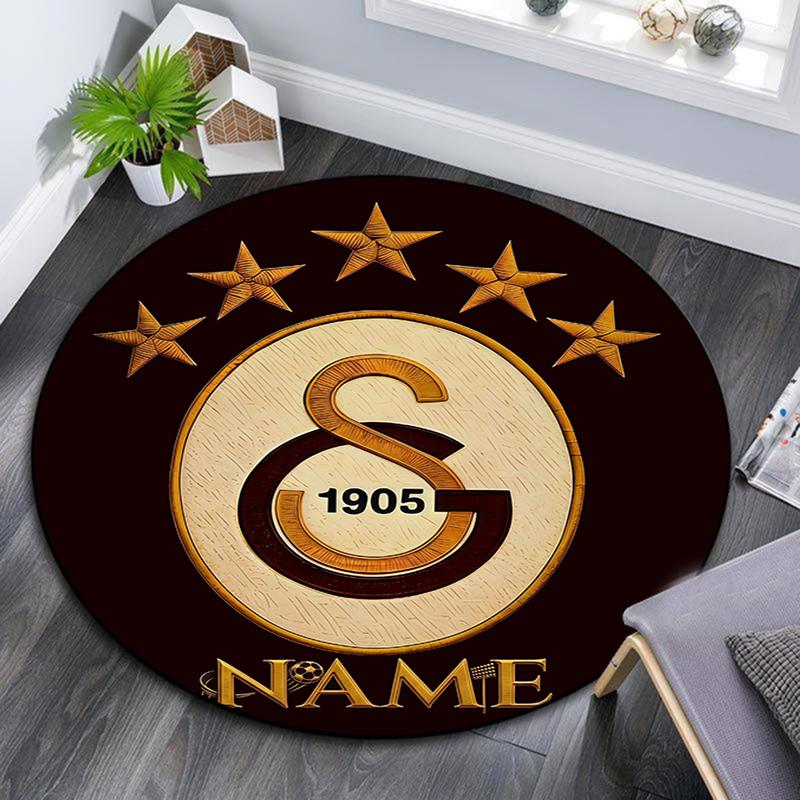 Custom Name,Galatasaray Pattern Round rug,Carpet Rug for Living Room Bedroom Playroom ,Non-slip Floor Mat,Holiday Gifts and Birthday Gifts.