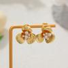 Elegant Vintage Gold Plated Flower Stud Earrings with Pearls Elegant 3-Leaf Petal Earring for Women Wedding Party Jewelry Gift