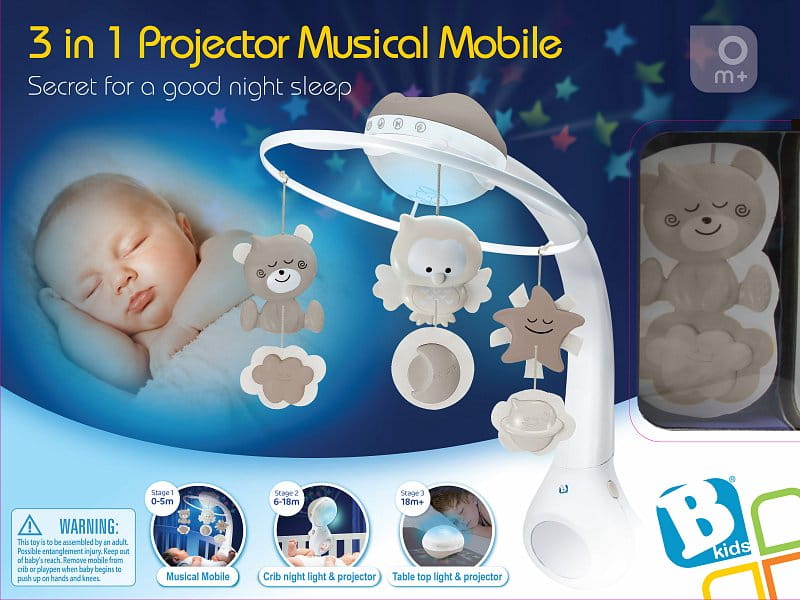 B-Kids Electronic Musical Mobile with Projector and Light 3-in-1 Beige