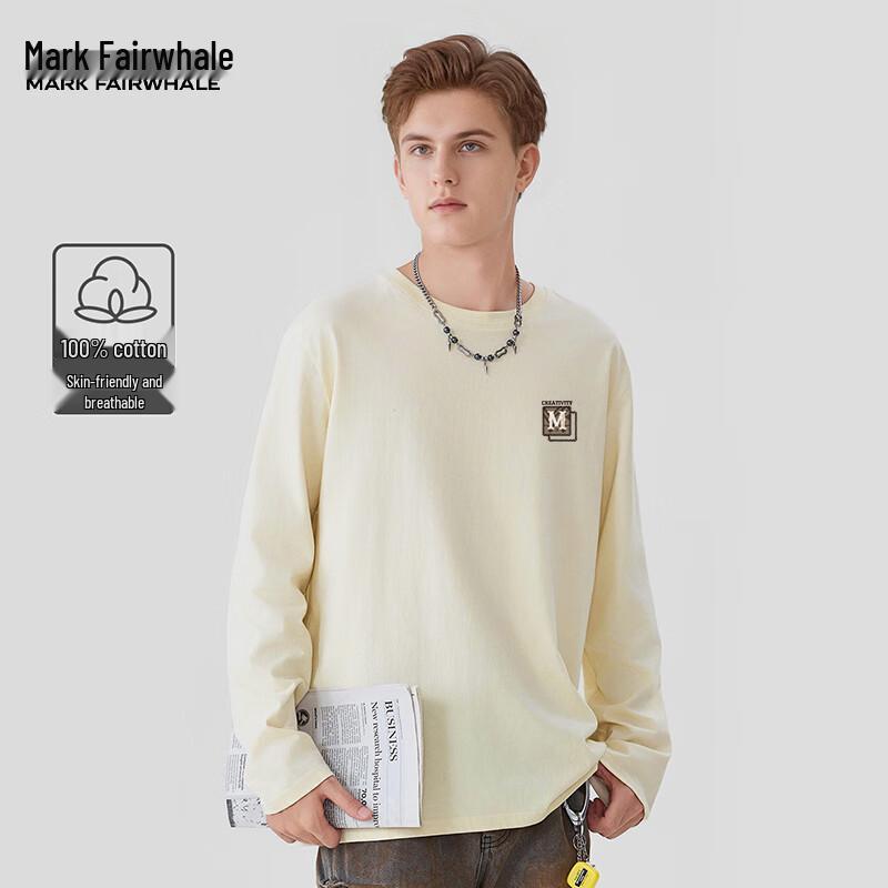 Mark Fairwhale Men's Heavyweight Round Neck Long-Sleeve Cotton T-Shirt