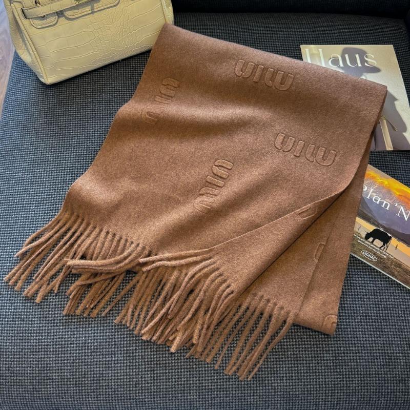 Popular Embossed Letter Wool Blended Scarf, Women's High-end Fringed Shawl, Youthful Vitality and Warm Scarf