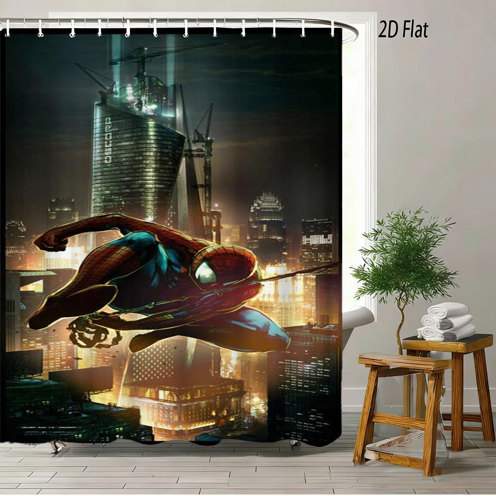 

Spider-Man Red Web Pattern Waterproof Shower Curtain For Superhero Bathroom Decor W60H190(CM)-1 Pcs