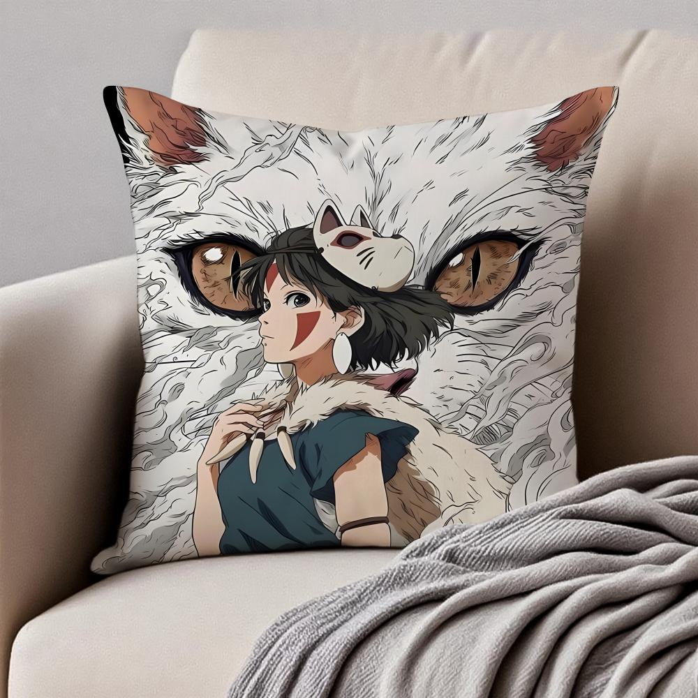 Fantasy Japanischer Anime Prinzessin Mononoke Kissenbezug Staubmilbenresistent Unsichtbarer Reißverschluss Kurzer Plüsch Sofakissen