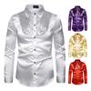 Men Retro Glossy Shirt Lapel Button-up Shirt with Sequins Vintage Formal Shirt for Disco Bars Nightclubs Parties