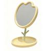 Makeup Mirror Desk Rotating Flower Shaped Clear Imaging Tabletop Vanity Mirror for Office Bedroom Yellow