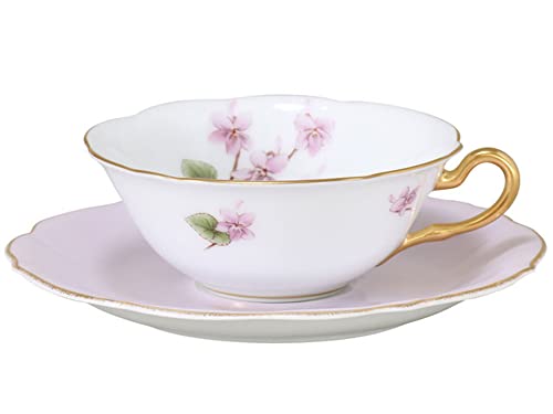 Okura Pottery  Direct Store Exclusive  Hanasumire Series 1st Edition  Nagahasi Violet  Flavored Teacup & Saucer, Coffee/Tea, Approx. 180cc, Made in Ja