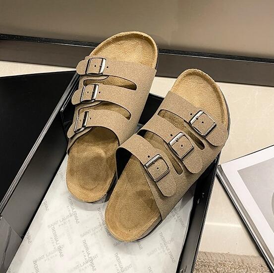 Flat Slippers Women Men Slippers Luxury Indoor Bottom Non Slip Cork Slippers Women's Beach Outdoor Home Flip Flops Sandals2024