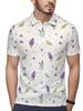 Men'S Short-Sleeve Polo Shirt with Flat Digital Print Pattern - No Texture
