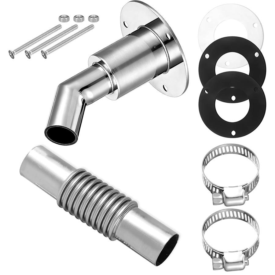 Connettore a gomito per tubo di scarico riscaldatore diesel passascafo in acciaio inossidabile 24mm con 2 fascette per barche, auto, camion