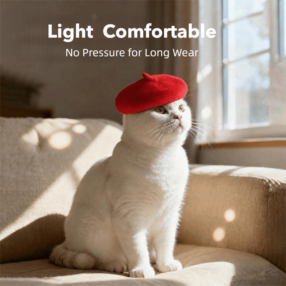 Cute Adjustable Wool Puppy Beret Comfortable Mini Pet Hat Wool Beret Style Headwear For Cats