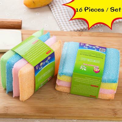 New 4Pieces / Set of Sponge Scouring Pad Rag Cleaning Brush Super Decontamination Housework Dishwashing