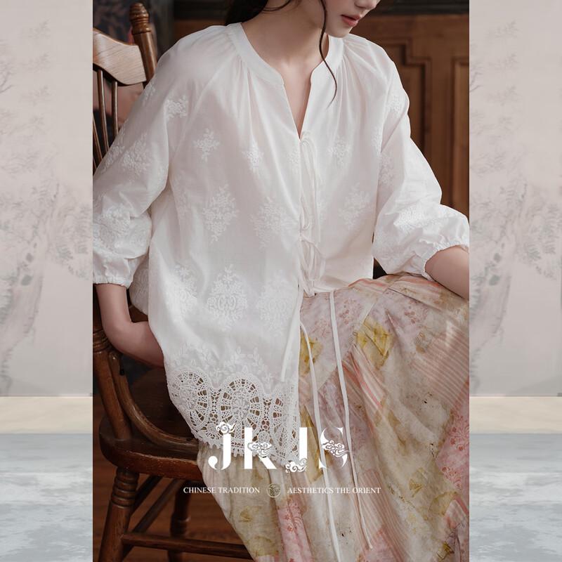 JK&JS New Chinese Style Embroidered Cotton Blouse