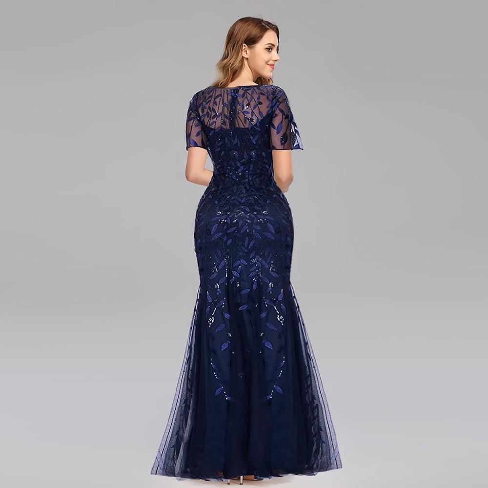 2024 Spring/Summer European-American Slimming Sequin Mesh Fishtail Evening Gown for Women