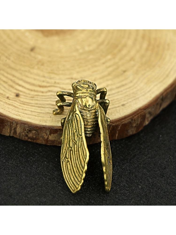 

1 шт., ручная работа, латунная статуэтка цикады, латунное украшение в виде насекомых ручной работы, для книжной полки, гостиной, офиса S золотой