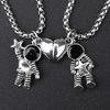 Couples Matching Necklaces Unique Design Titanium Steel Spaceman Pendant for Friends Men Women