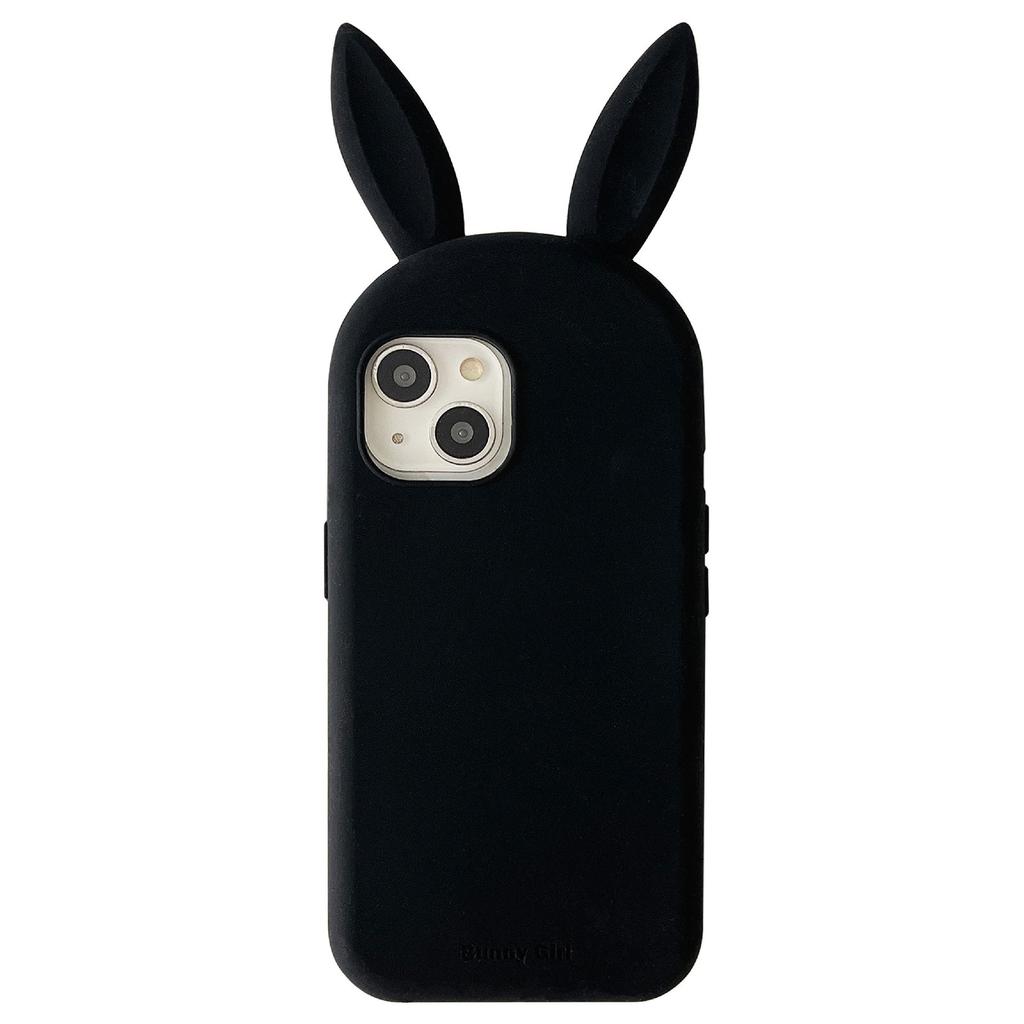 For iPhone 15 Silicone Case Cute Rabbit Ear Design Shockproof Phone Back Cover