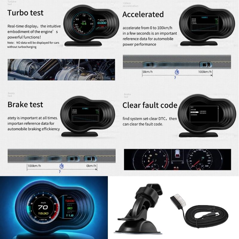 LCD Car HUD Display Unit Car Instrument Offer Data Projection User Friendly Setups for Long Pull & Safety Focused Drives