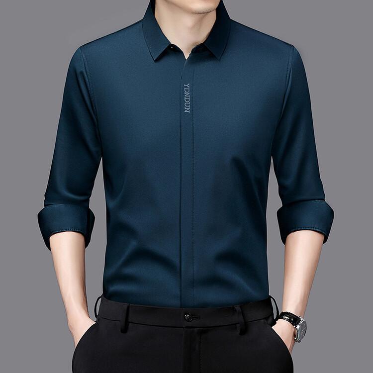 Men's Business Casual Long Sleeved Solid Color Shirt Wrinkle Resistant Wrinkle Free Comfortable All Season Versatile Top