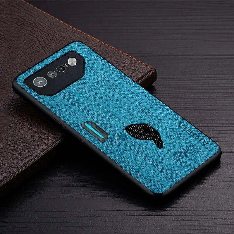 Pouzdro pro Asus ROG Phone 7 5G funda vzor bambusové dřevo Kožený kryt telefonu Luxusní coque pro pouzdro Asus ROG Phone 7