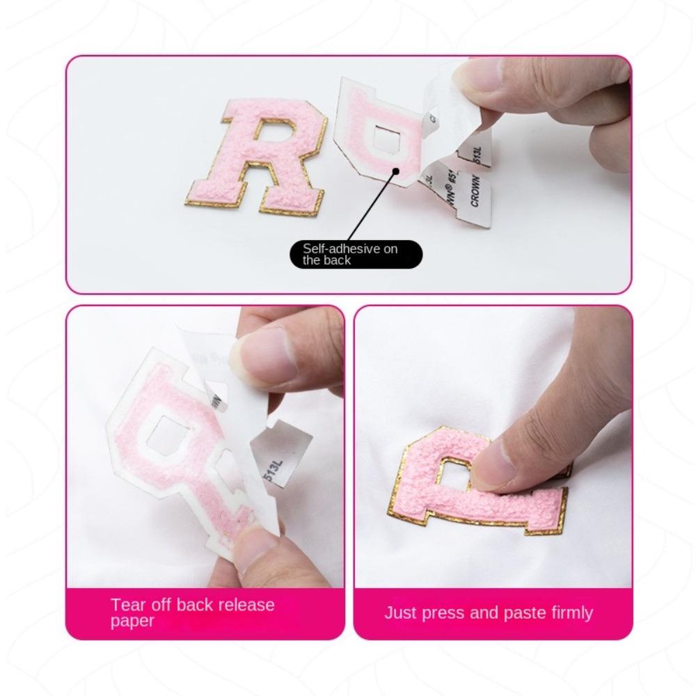 26pcs A~Z English Letter Clothes Stickers Towel Embroidered Alphabet Fabric Applique DIY Patch Stickers Adhesive Fabric Stickers