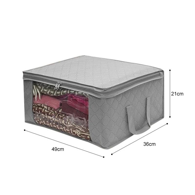 

Large Capacity Clothing Storage Box Folding Non Woven Fabric Quilts Clothes Organizer Case With Zipper Organiseurs De Rangement