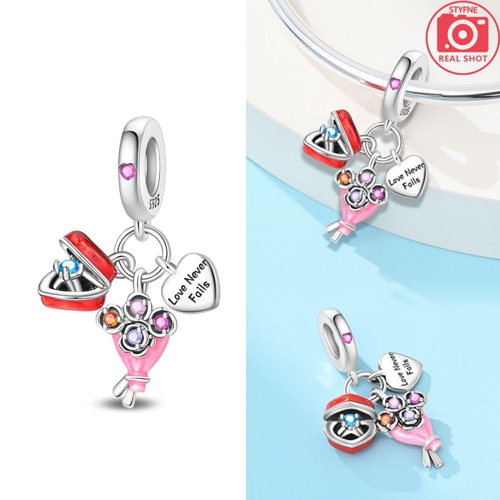 Rose Bouquet Bead Charms copper Colors Charm Bead Charms Compatible With Authentic Charm Bead Charms Bracelets Bead Charms for Women Jewellery Making