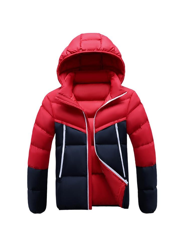 Light Cotton Clothing Men's Models Winter New Crash Colour Slim Splicing Removable Cap Thickened Hooded Comfortable and Versatile Jacket