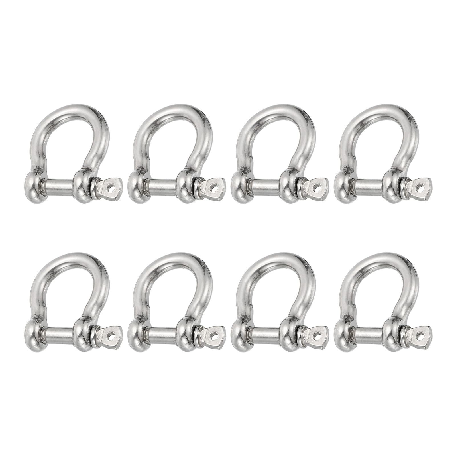 PATIKIL Screw Pin Shackle 6mm 1/4  485lb 8pcs 304 Stainless Steel Bow Shackle Marine