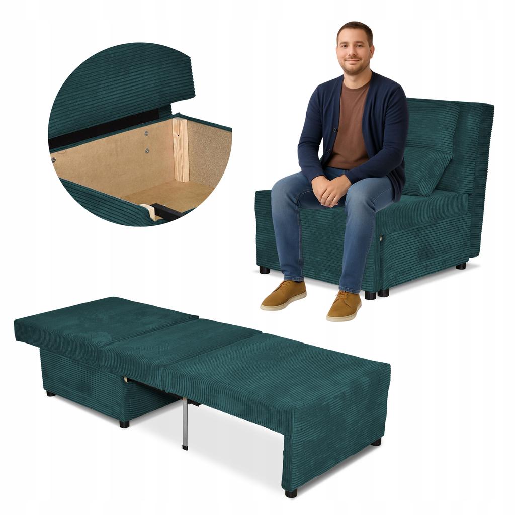 Fold-out Armchair Sleeping Function KIMO Bedding Container Family Furniture C Green