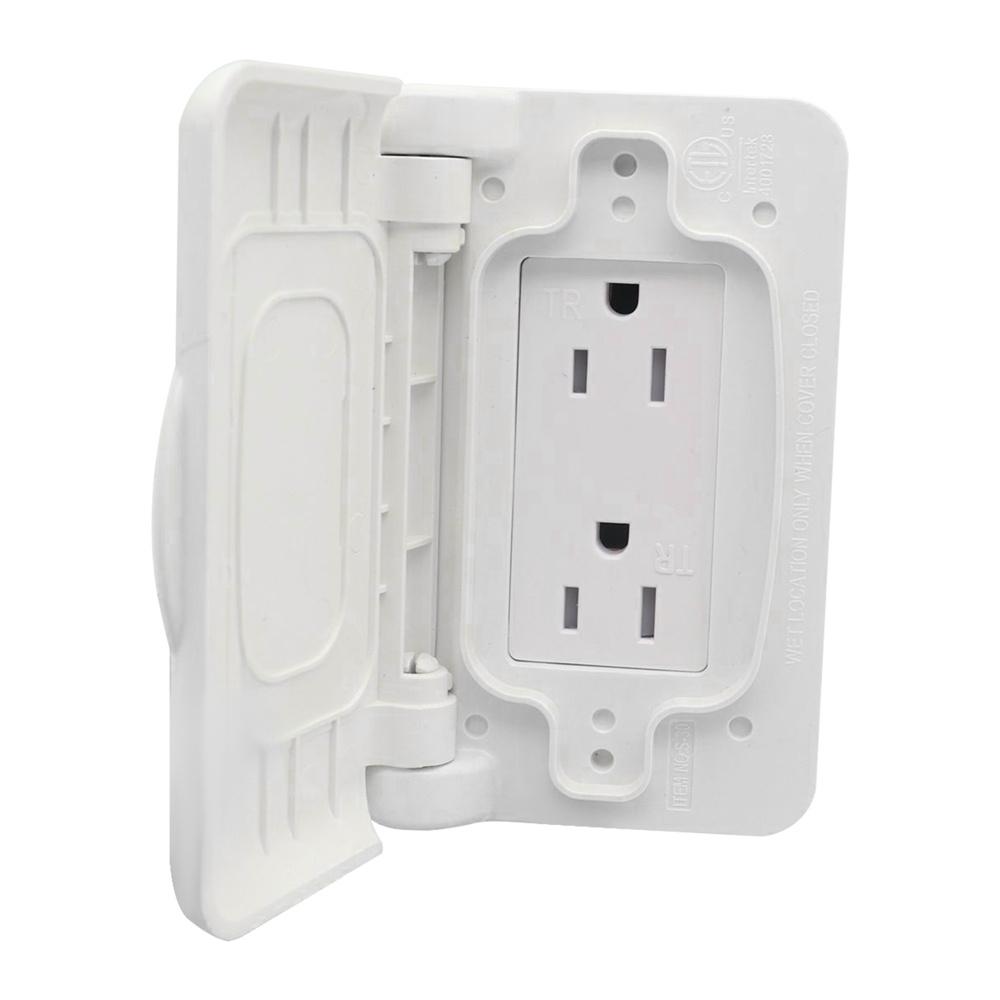 125V 15A White US Plug Socket For Trailers, Campers, RVs, Grades UL94-V2